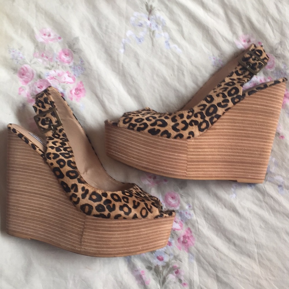 Steve Madden leopard wedges